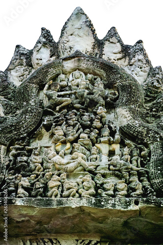 Bas-relief stone carving, Angkor Wat, Siem Reap, Cambodia © JM