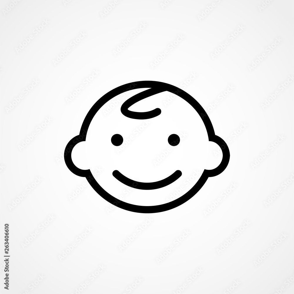 Fototapeta premium Boy Baby Face Icon Logo. Vector