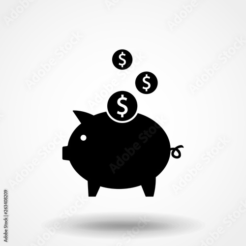 Piggy Bank Icon Isolated on White Background