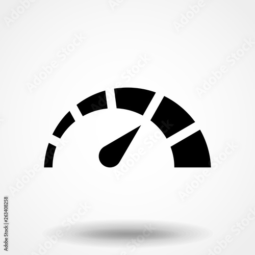 The tachometer, speedometer and indicator icon. Performance measurement symbol. Flat Vector illustration