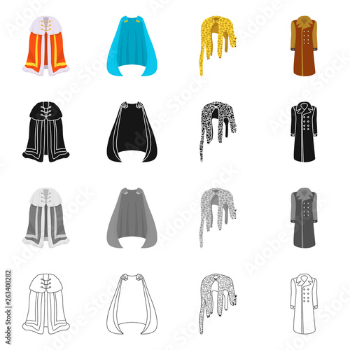 Vector design of material and clothing sign. Set of material and garment stock symbol for web.