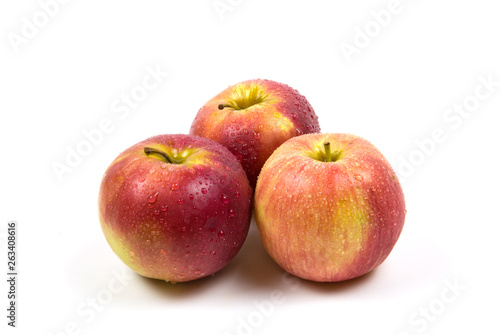 Red and pink apples isolated on white background Food and drink Agriculture