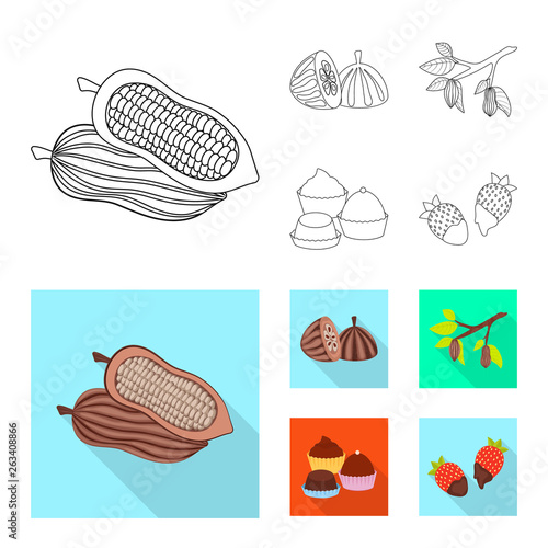 Isolated object of food and yummy sign. Collection of food and brown   vector icon for stock.