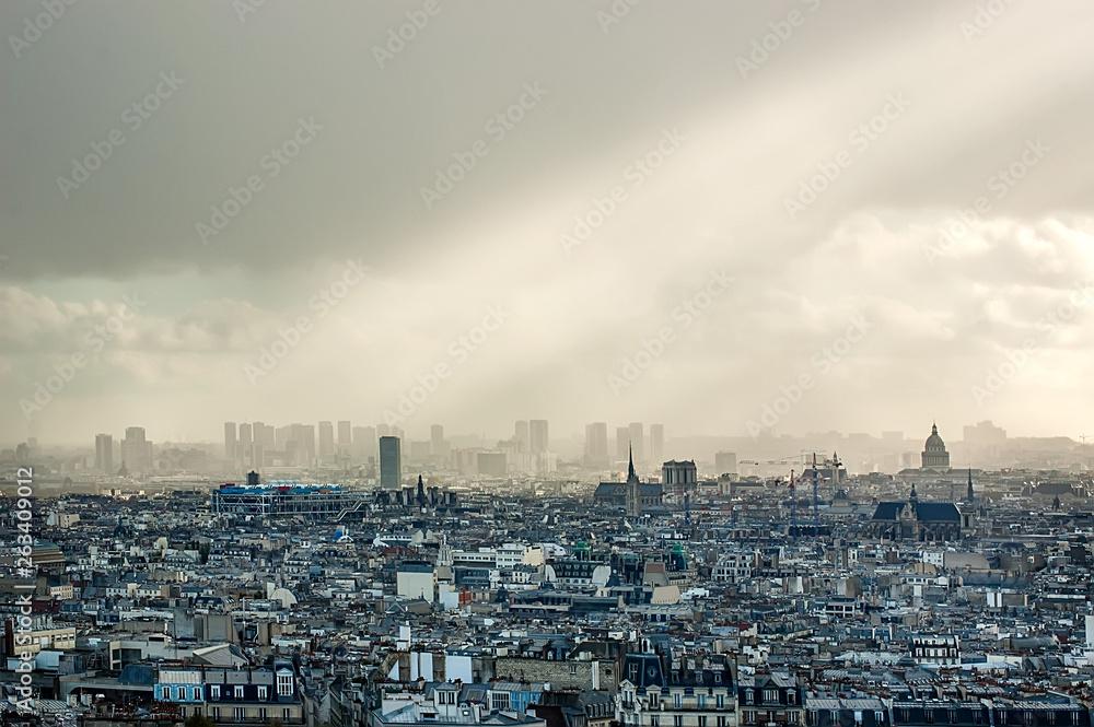 Paris cityscape taken from the hill of Montmartre