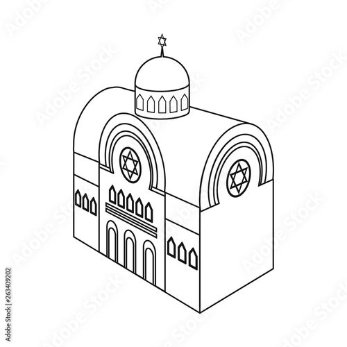 Vector design of synagogue and church symbol. Collection of synagogue and judaism stock vector illustration.