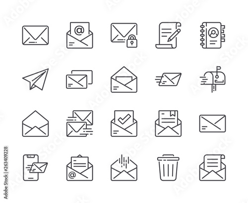 Obraz na plátně Simple Set of Mail Line Icon. Editable Stroke