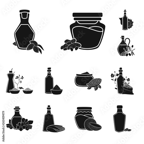 Vector illustration of oil and agriculture logo. Collection of oil and glass  vector icon for stock.