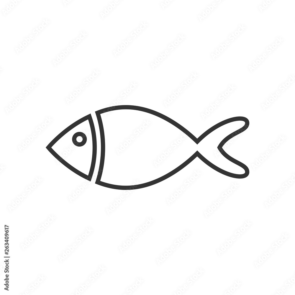 Fish sign icon in flat style. Goldfish vector illustration on white isolated background. Seafood business concept. Fish sign icon in flat style. Goldfish vector illustration on white isolated background. Seafood business concept.