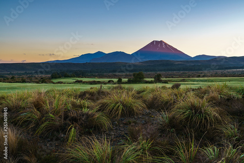 Cone volcano,sunrise,Mount Ngauruhoe,New Zealand 6