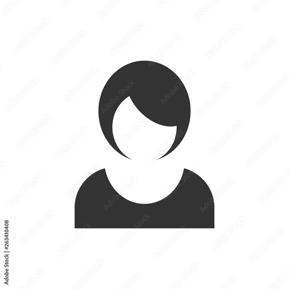 Woman sign icon in flat style. Female avatar vector illustration on white isolated background. Girl face business concept. Woman sign icon in flat style. Female avatar vector illustration on white isolated background. Girl face business concept.