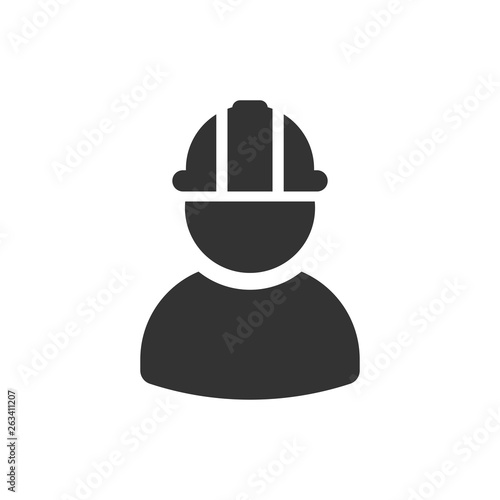 Construction worker icon in flat style. Factory employee vector illustration on white isolated background. Architect manager business concept.