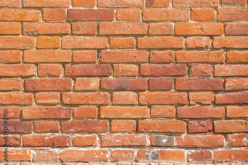 Old red brick wall texture background Can be used as a background.