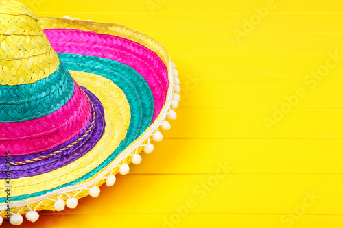 Mexican hat on yellow wooden table