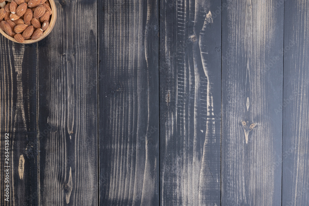 close up of Cashew nut on wooden bowl