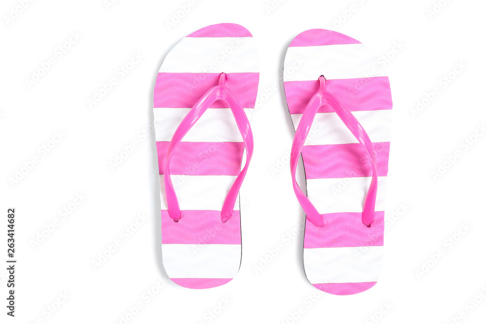 Pair of flip flops isolated on white background