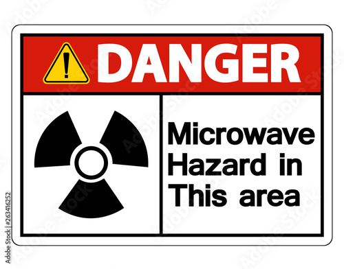 Danger Microwave Hazard Sign on white background,Vector llustration
