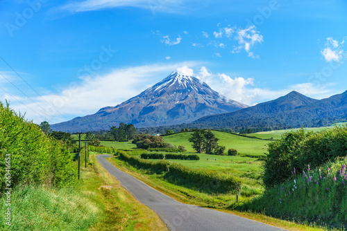 on the road, cone volcano mount taranaki, new zealand 3