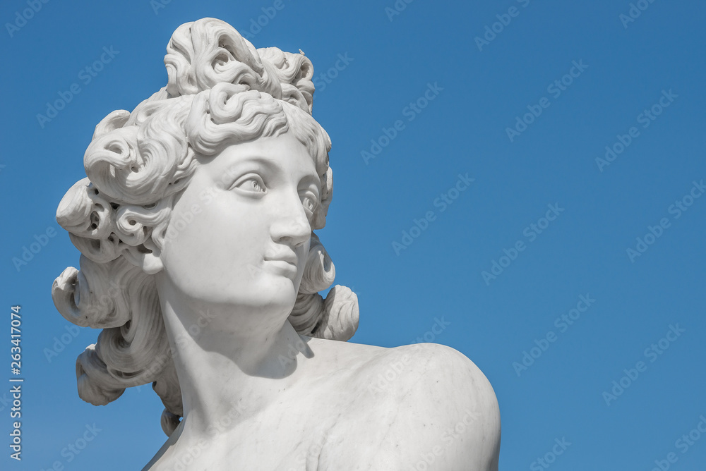 Ancient statue of sensual Italian renaissance rococo era a hunter in Potsdam, Germany