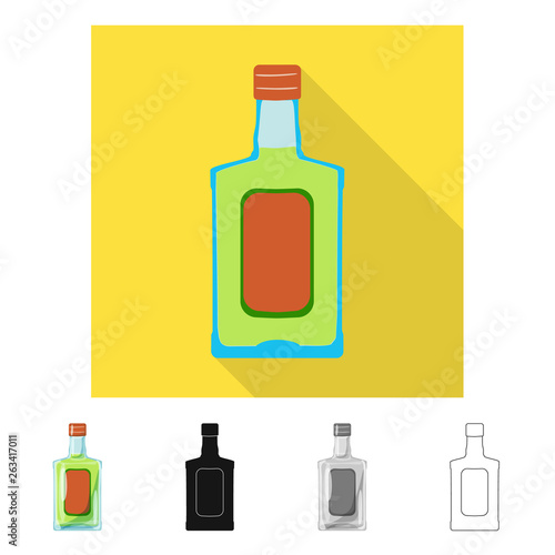 Vector illustration of bottle and alcohol symbol. Collection of bottle and vodka  stock vector illustration.