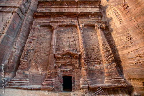 The tomb of 17 graves on the street of Facades in Petra, the New Seven Wonders of the World, Jordan - Image, selective focus