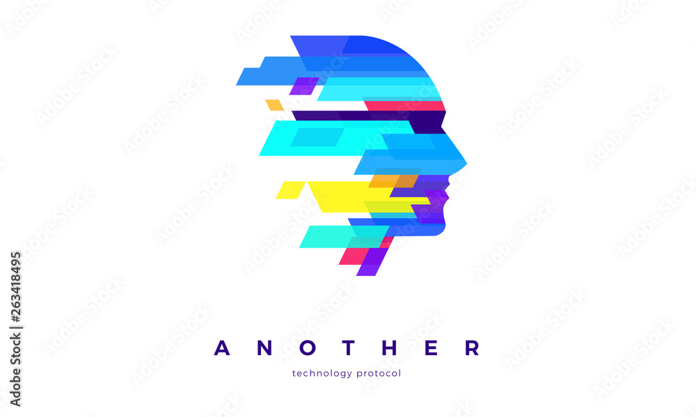Human face technology logo template with colorful shapes Human face technology logo template with colorful shapes