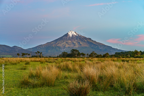 sunset at cone volcano mount taranaki  new zealand 14