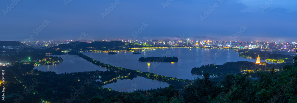 aerial view of the Hangzhou city