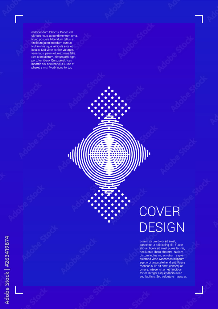 Obraz premium Futuristic Vector Geometric Cover Design with Gradient and Abstract Lines and Figures for your Business. Template Design with Hologram, Gradient Effect for Electronic Festival.