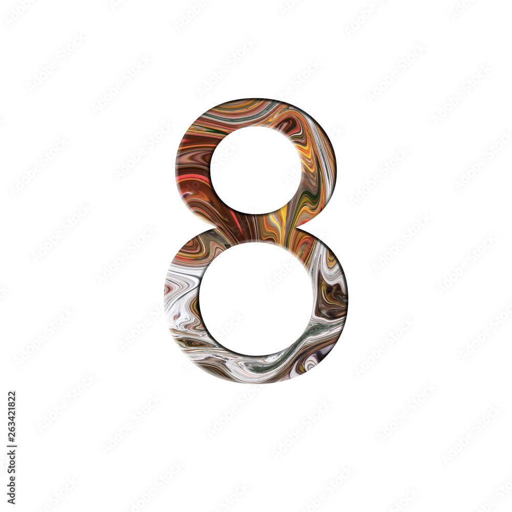 Number 8 illustration - painted liquid wave style. Design elements. Isolated background. Number 8 illustration - painted liquid wave style. Design elements. Isolated background.