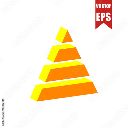  Pyramid icon.Isometric and 3D view.