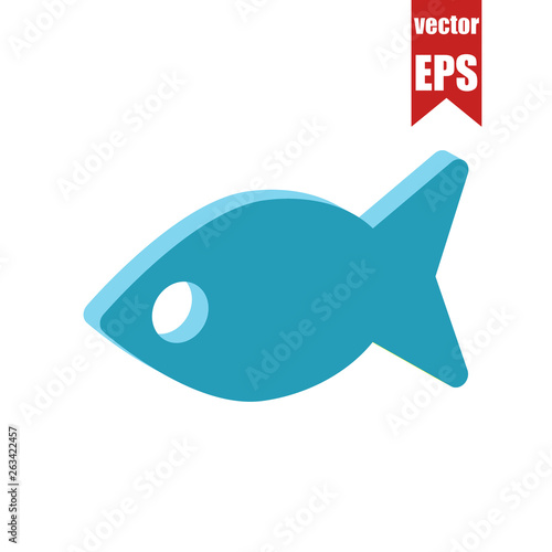 Fish icon.Isometric and 3D view.