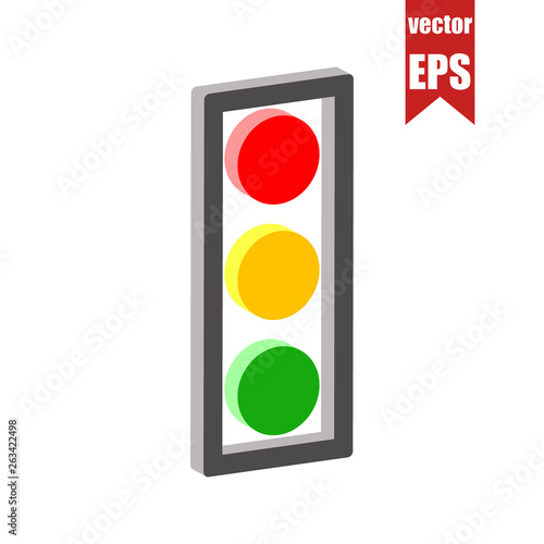 Traffic light icon.Isometric and 3D view.