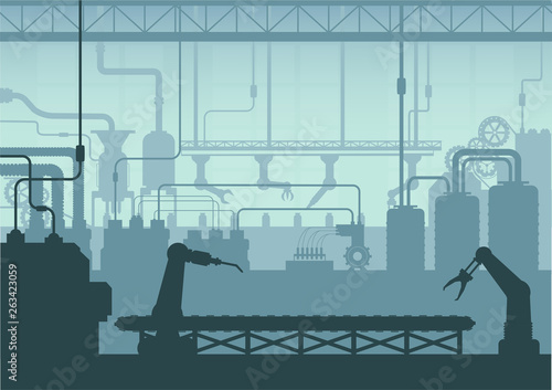 Silhouette factory interior