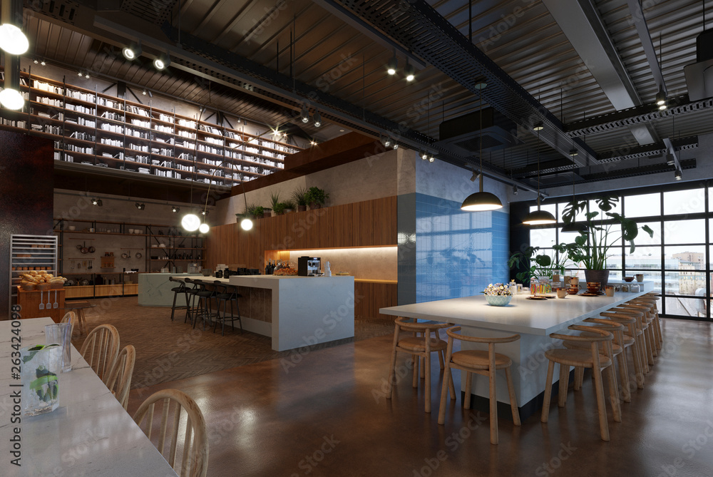 restaurant, interior visualization, 3D illustration restaurant, interior visualization, 3D illustration