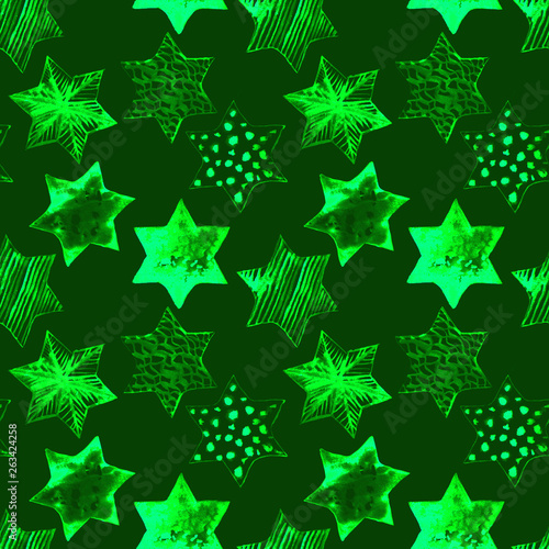 Wallpaper Mural Seamless Watercolor Stars Pattern. Magic Festive Background. Hand Drawn Doodle Stars. Baby Design. Abstract Rapport for Wallpaper, Textile, Linen, Wrapping, Posters, Cards, Banner. New Year, Birthday  Torontodigital.ca