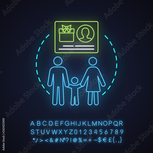 Family subscription neon light concept icon