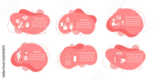 Men's health risks factors concept illustrations