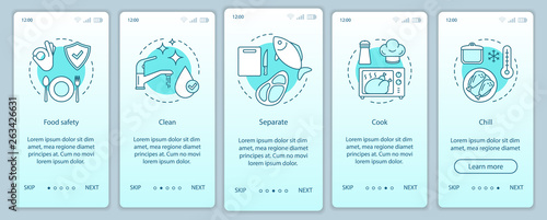 Food safety onboarding mobile app page screen vector template