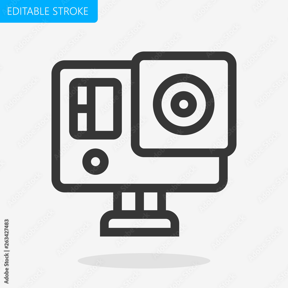 Action Camera Icon Editable Stroke. Pixel Perfect Vector Action Camera Icon Editable Stroke. Pixel Perfect Vector