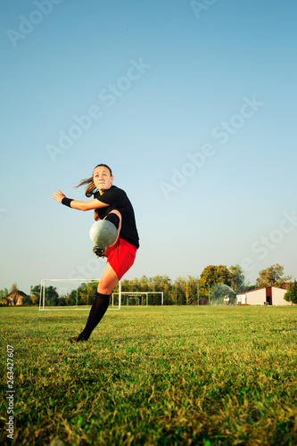 Female soccer player outdoors