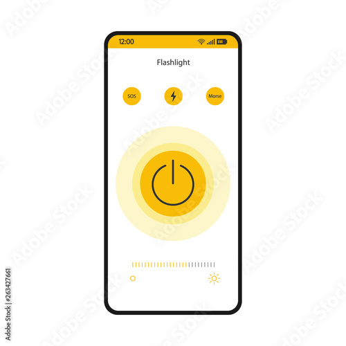 Flashlight app smartphone interface vector template
