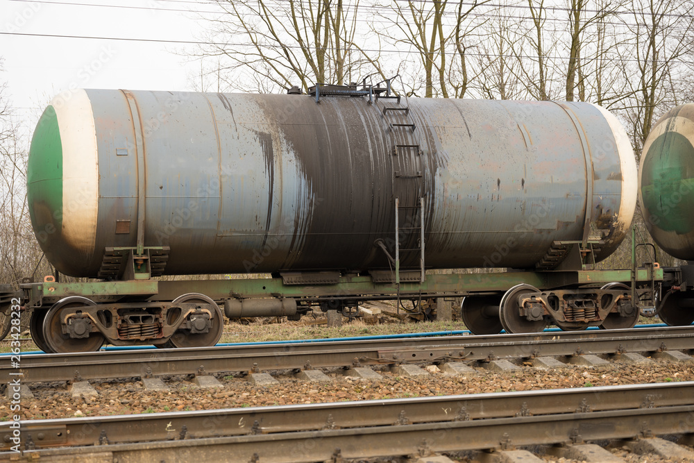 Oil transportation train of the tank cargo railroad Oil transportation train of the tank cargo railroad