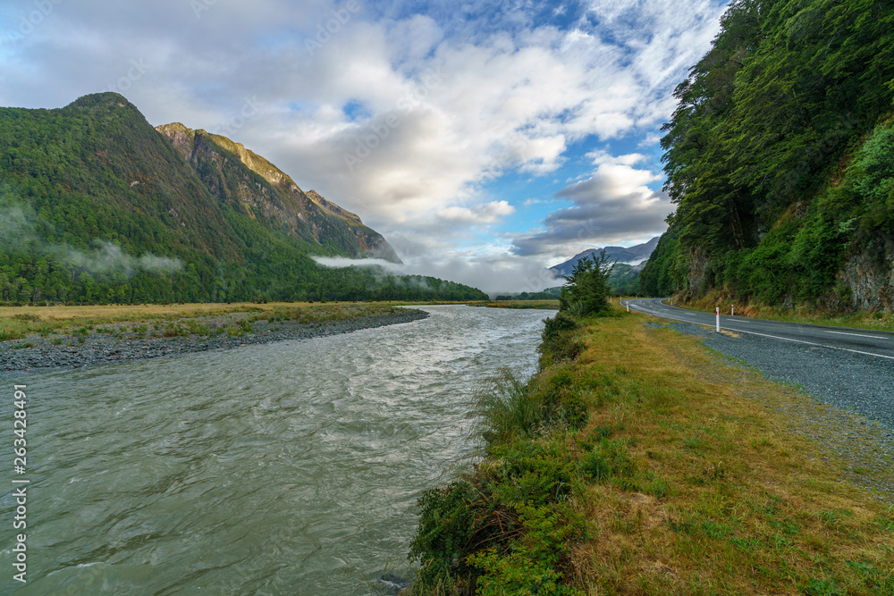 river in the mountains, southland, new zealand 1