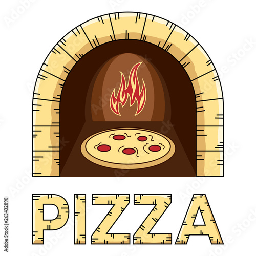 Holzofen mit Pizza drin - Logo-Design