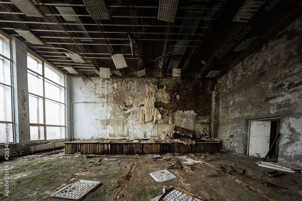 Abandoned room in Pripyat Hospital, Chernobyl Exclusion Zone 2019