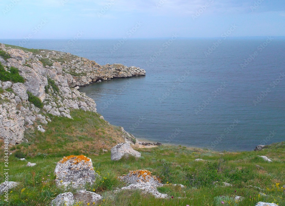 The rocky coast of Kazantip. Azov sea. Crimea. Russia.