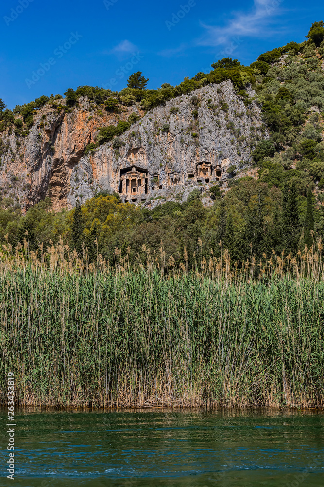 Ancient antique tombs of Lycian kings in the Taurus mountains 