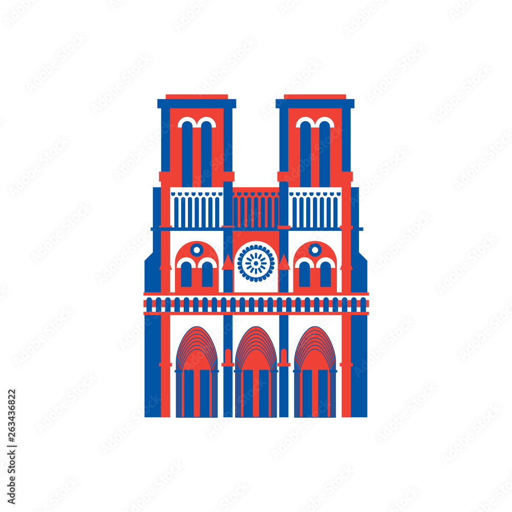 Notre Dame de Paris icon. historic building in France.