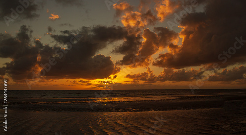 colorfull Sunrise over the coral sea at Cape Tributation in the Daintree region of far north Queensland