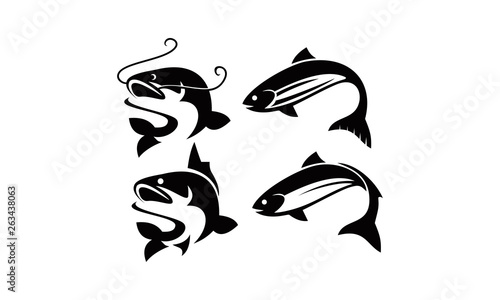 Photography fish vector logo set